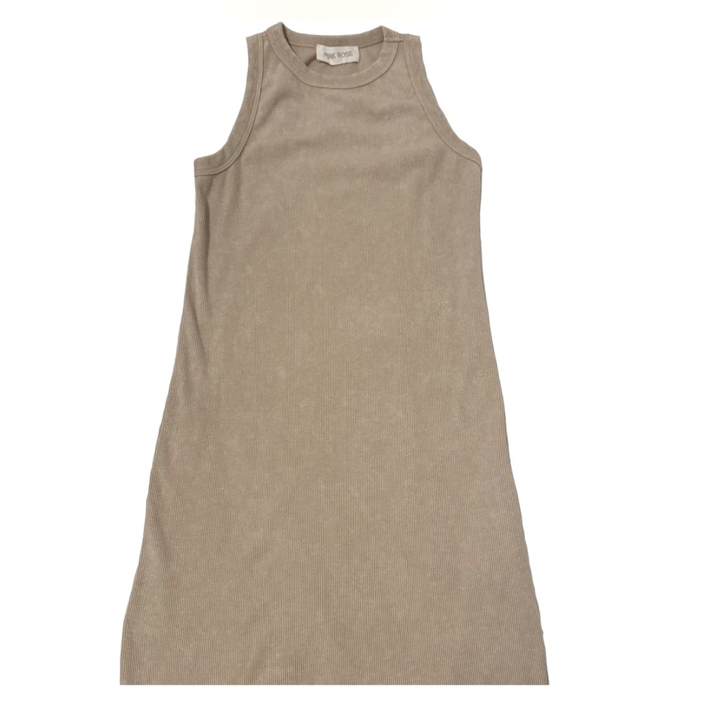 Short tan and cream sleeveless knit dress (never been worn)